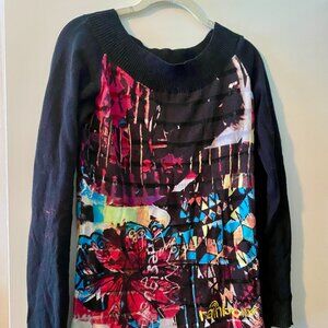 Desigual Sheer Boatneck Sweater Size M